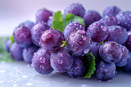 紫色水珠新鲜诱人的葡萄背景
