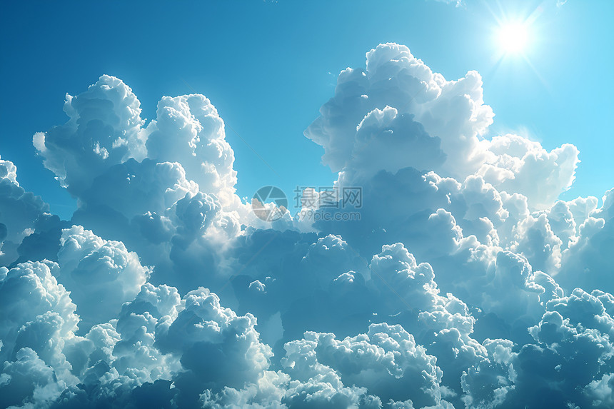 千里晴空的蓝天白云图片