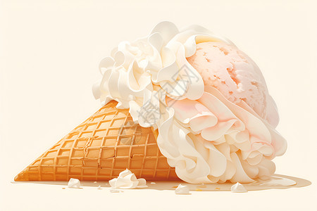 艳惊冰淇淋与华夫饼高清图片