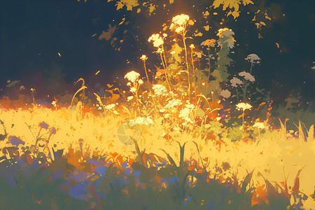 草地上的野花背景图片