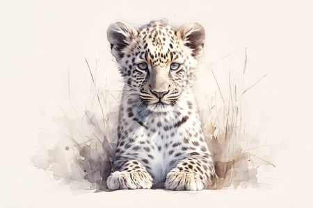 小小的豹子豹子插画高清图片