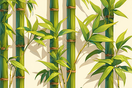 清新绿色的竹子插画背景图片