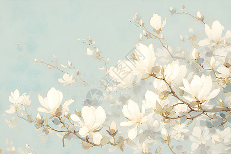 白色的花朵盛开背景图片
