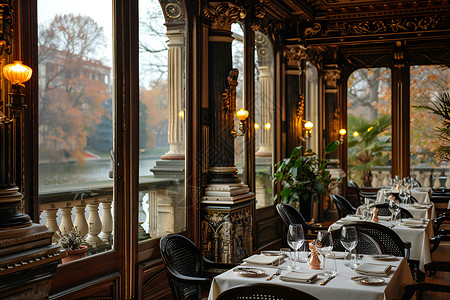 典雅的法国餐厅背景图片