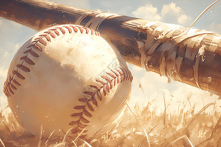 挥棒草地上的棒球插画