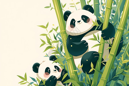 可爱的熊猫和竹子高清图片
