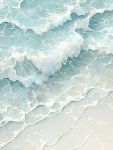 泡沫慕斯海浪拍打着海岸插画