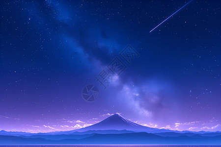 星光璀璨的山脉风景高清图片