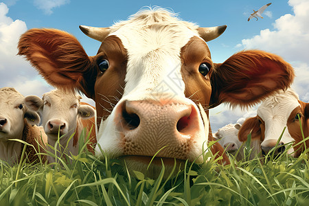 草原上的牛群背景图片