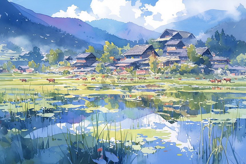 稻田的美丽风景图片