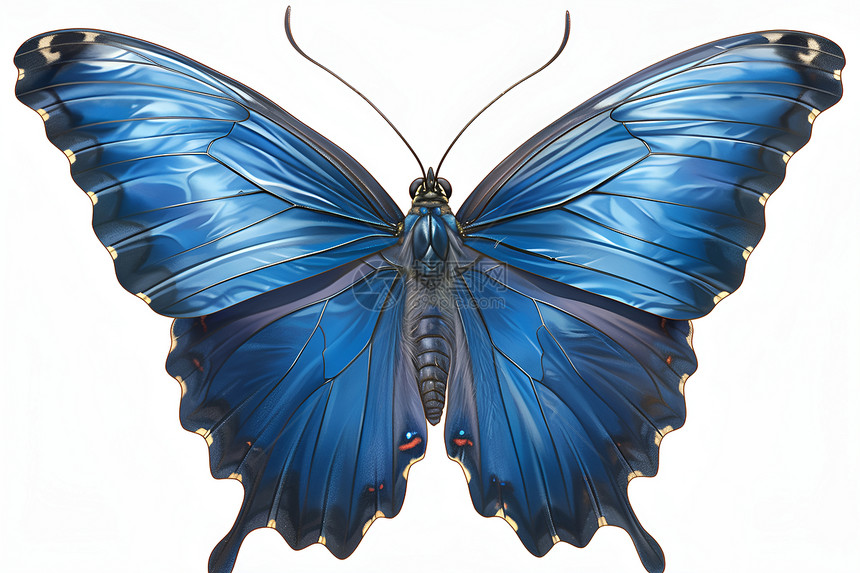 优雅的蓝色蝴蝶插画图片