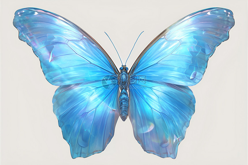 蓝色蝴蝶美丽的插画图片