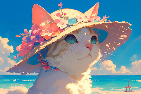 可爱度假的猫咪背景图片