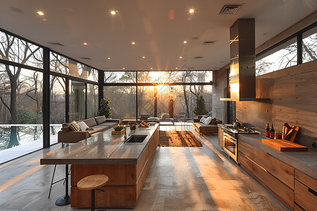 现代豪华的厨房背景图片