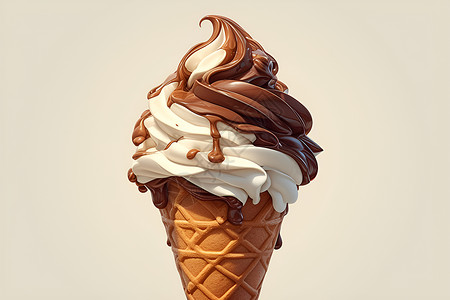 巧克力蛋美味的巧克力冰淇淋插画