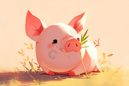 小猪在草地上背景图片