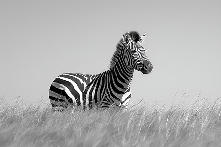 黑条纹黑草原上奔跑的斑马背景