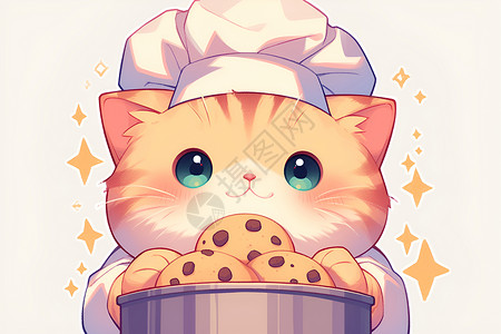 美味糕点的猫主厨插画