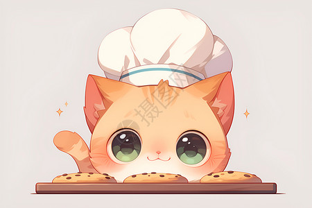 烘焙饼干的猫咪厨师高清图片