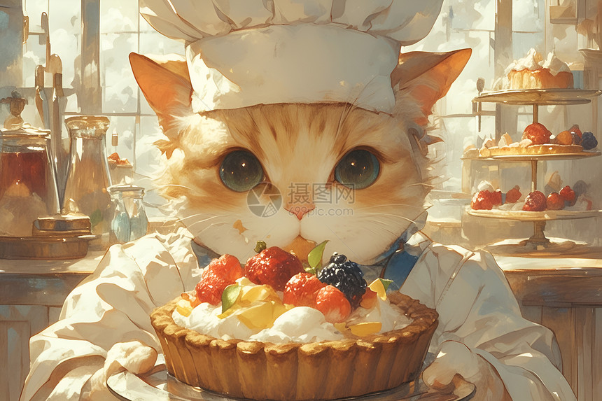 神秘的猫厨师图片