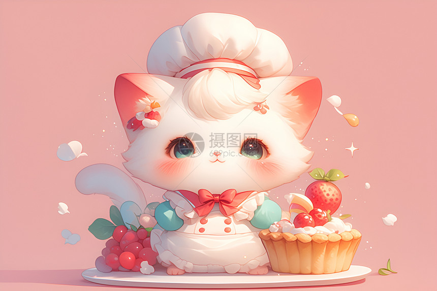 甜蜜的猫咪主厨图片