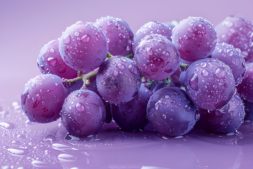 闪耀着水珠的葡萄图片