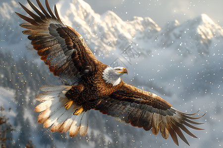 雪山雄鹰翱翔于雪山的雄鹰背景