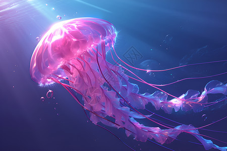 梦幻中的粉色水母背景图片