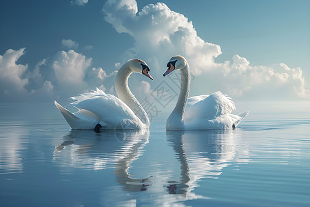 湖畔天鹅之恋背景图片