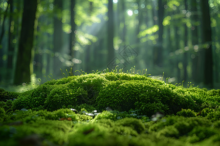 旺盛小草森林中的苔藓背景