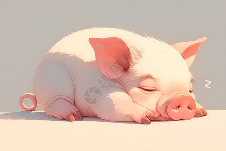 憨憨的小猪粉嫩的小猪插画