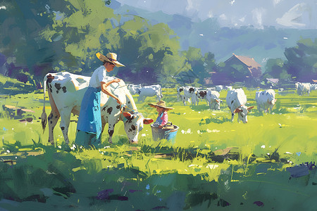 澳洲牛群牧场的家畜牛群插画