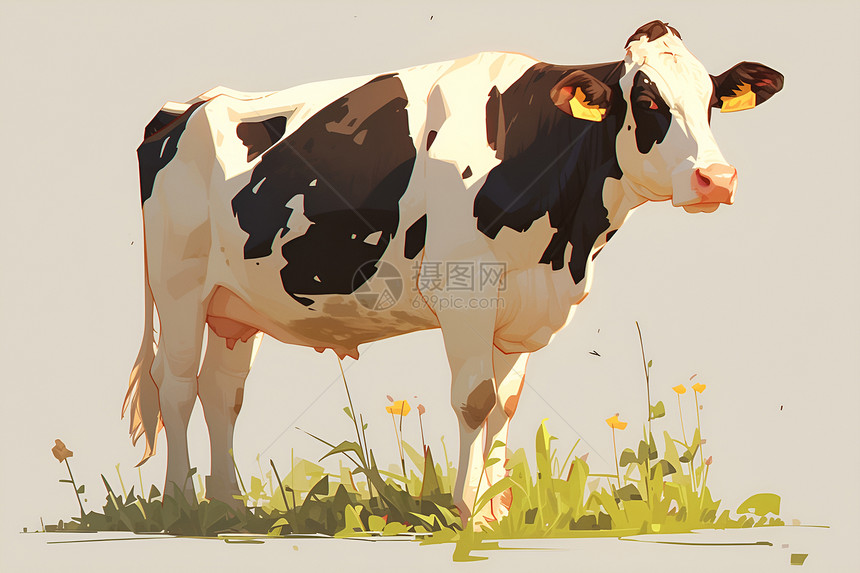 草丛中的奶牛图片