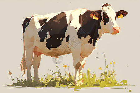草丛中的奶牛背景图片