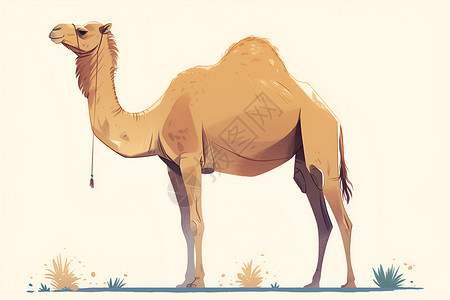 简约优美骆驼的优美姿态插画