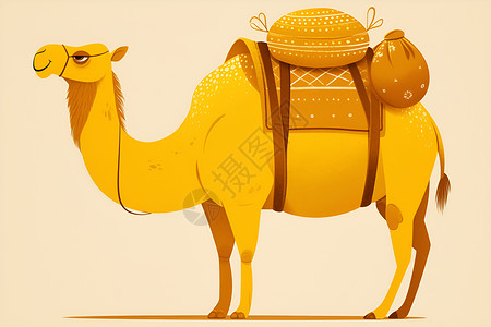 单峰骆驼简洁插画背景图片