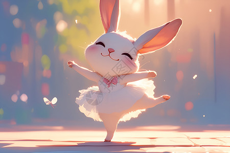 跳舞的兔子可爱卡通兔子插画