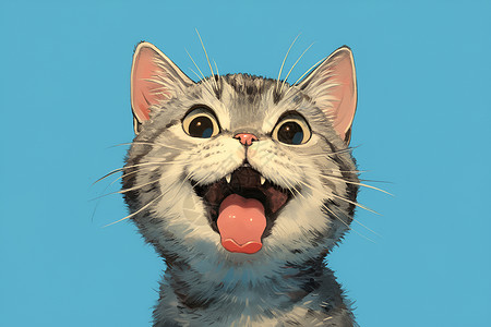 可爱吐舌吐舌的狸花猫插画