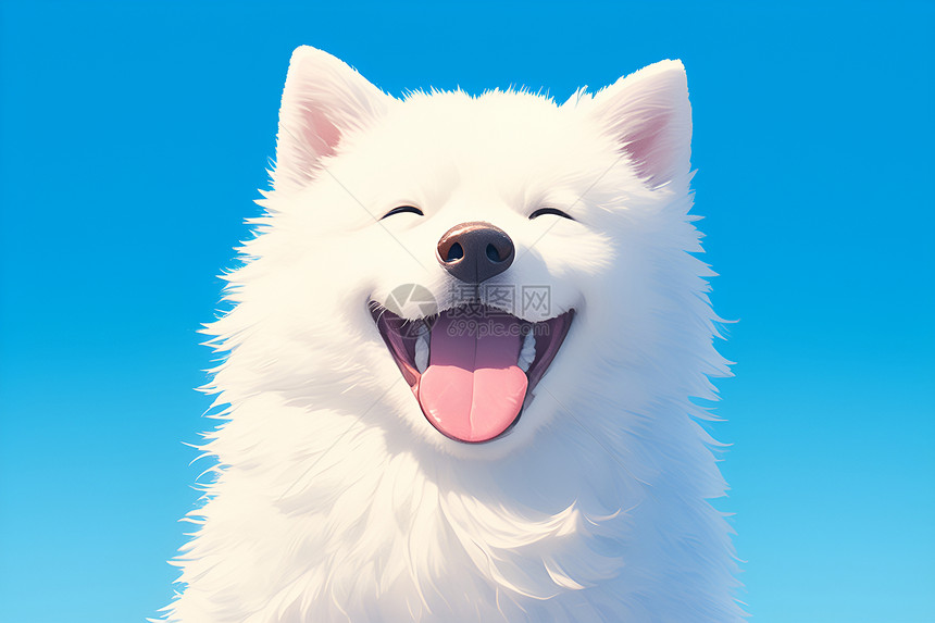 欢乐的白色狗狗图片