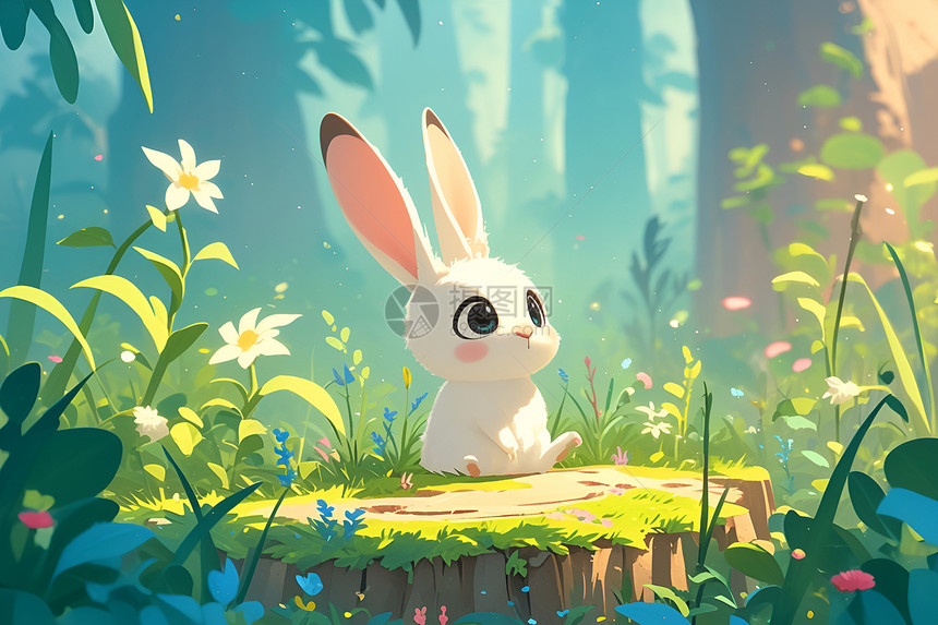 森林中的小兔子图片