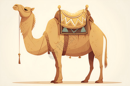 双驼峰一只孤独的骆驼插画