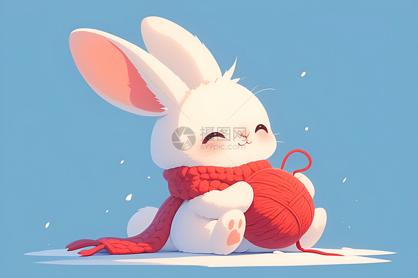 可爱卡通兔子编织围巾图片