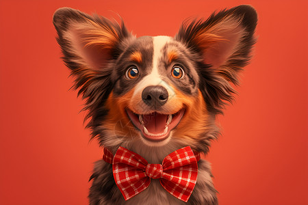 打领结的可爱狗狗插画