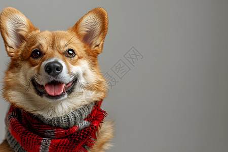 红色狗着红色围巾的柴犬背景