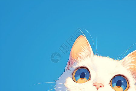 猴与猫素材白猫与蓝天对望插画