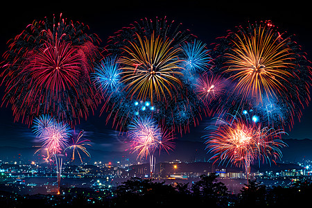 夜空绽放的烟花背景图片