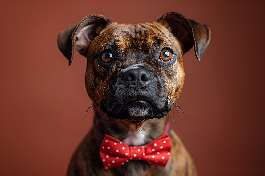 戴着领结的可爱小狗图片