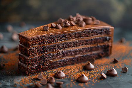 巧克力味甜品可口浓郁的巧克力蛋糕背景