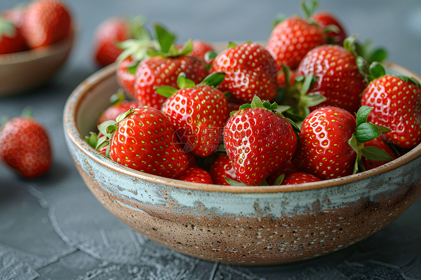 彩釉碗里的草莓图片