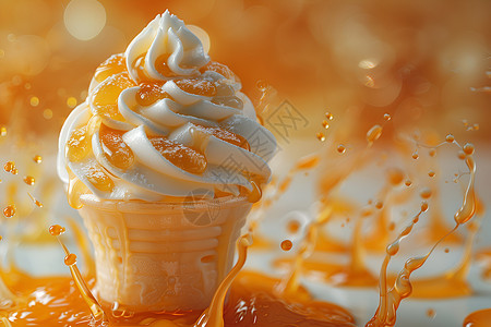 糖浆美食冰淇淋上的糖浆插画